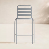 Commercial Indoor-Outdoor Restaurant Bar Height Stool with Metal Triple Slat Back