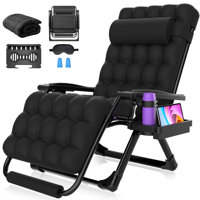 Oversized XXL Folding Zero Gravity Chair, Patio Reclining Lounge Chair 33In with Cushions and Headrest by Arlmont & Co.
