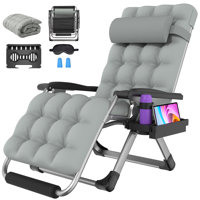 Bucella Oversized XL Folding Zero Gravity Chair, Patio Reclining Lounge Chair 29In with Cushions and Headrest by Arlmont & Co.