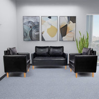 Brylor 3 Piece Faux Leather Living Room Set
