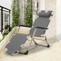 Folding Lounge Chair Recliner, Outdoor Foldable Reclining Chair with Adjustable Backrest & Footrest by Arlmont & Co.