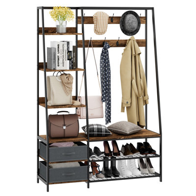 Waltraude Steel Hall Tree with0 and Shoe Storage