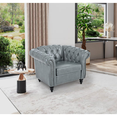Fairport 39" W Tufted Chesterfield Chair by Alcott Hill