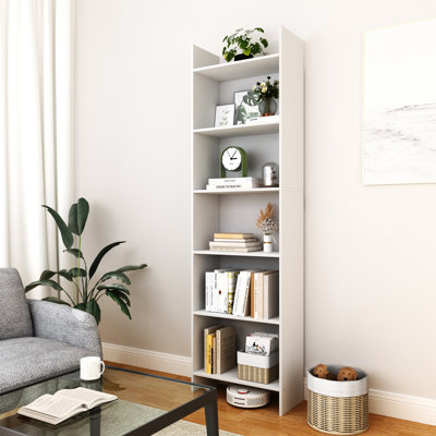 Saraina 6-Tier Bookshelf, 66.9" Floor Standing Bookcase, Display Storage Shelf, Corner Shelf, Home Decor Furniture for Home Office, Living Room, Bedro by Ebern Designs