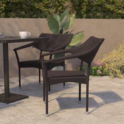 Fronniah Commercial Grade All Weather PE Rattan Wicker Stacking Patio Dining Chairs by Red Barrel Studio