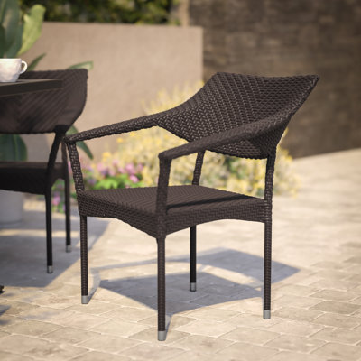 Vilma Commercial Grade All Weather PE Rattan Wicker Stacking Patio Dining Chair by Winston Porter