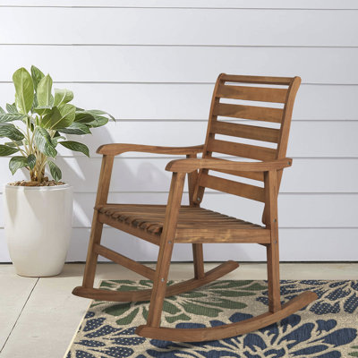 Arlyce Outdoor Prionto Rocking Solid Wood Chair by Red Barrel Studio