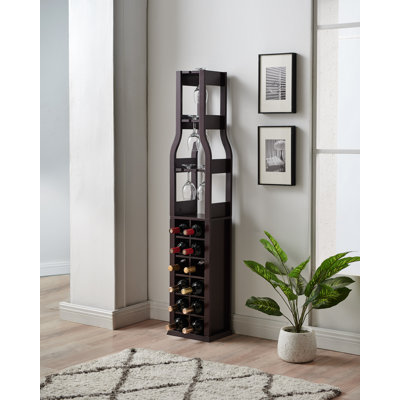 Granger Wine Rack Freestanding Floor for Bottle Wine Rack with Glass Holder - 3 Stemware Rack for Wine Glass Holder Perfect for Home Bar Kitchen & Roo by Red Barrel Studio