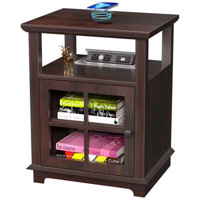 Cherelyn 24" Tall End Table with Storage and Built-In Outlets by Red Barrel Studio