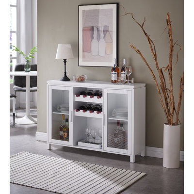 Anikah Buffet Sideboard Wood Wine Rack Cabinet Table - Wood Wine Shelf & Freestanding Buffet Cabinet with Storage for Kitchen Living Room - 2 Wine She by Hokku Designs
