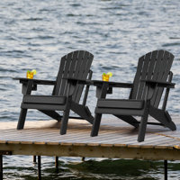 Behiye Plastic Folding and Adjustable Adirondack Chair with Ottoman by Rosecliff Heights