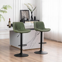Zager Swivel Adjustable Height Bar Stools, Leather Upholstered Counter Stools, Modern Pub Stool by Hokku Designs