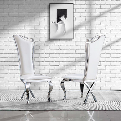 Jaylynn Metal Parsons Chair in White by House of Hampton