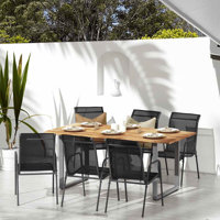 Patio Chairs Outdoor Stack Chair for Patio Steel and PVC-coated polyester Black by Latitude Run