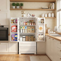 Bayview Elinna 47.2” Tall Kitchen Pantry with 2 Drawers, 3 Shelves, Handleless Design, Waterproof MDF Construction