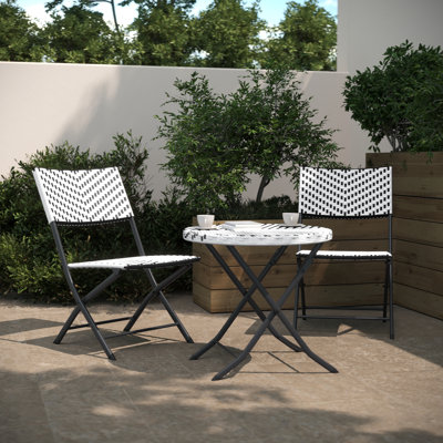 Three Piece Folding Set in PE Rattan with Metal Frames for Indoor and Outdoor Use by Latitude Run