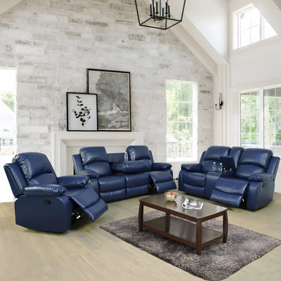 3 - Piece Vegan Leather Reclining Living Room Set by Latitude Run
