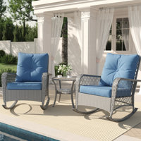 Outdoor Yentin Oversize Rattan Wicker Rocking Chair with Cushions by Bay Isle Home