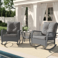 Outdoor Yentin Oversize Rattan Wicker Rocking Chair with Cushions by Bay Isle Home