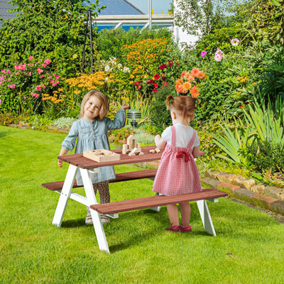 Nhya Kids Rectangular Outdoor Table and Chair Set and Bench by Arlmont & Co.