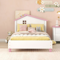 Michigantown Modern Wood Platform Bed Kids Beds with House-shaped Headboard by Harper Orchard