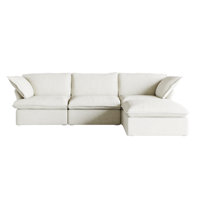 Fairford 4-Piece Upholstered Modern Corduroy Fabric Sectional Sofa With Ottomanl by Mercer41