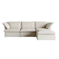Fairford 4-Piece Upholstered Modern Corduroy Fabric Sectional Sofa With Ottomanl by Mercer41