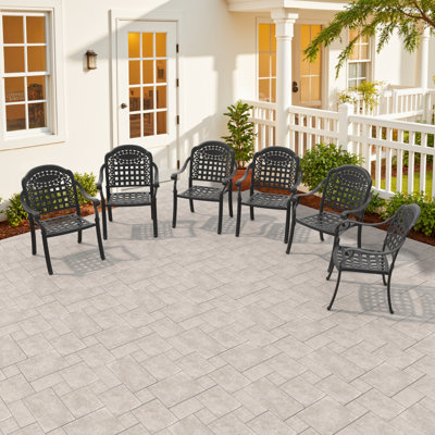 Stacking Patio Dining Armchair with Blue Cushion by Canora Grey