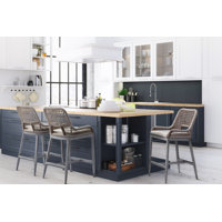 Danthony Lesley Metal Frame Patio Bar Stool With Cushion(Set Of 2) by Bayou Breeze