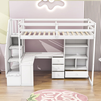 Halchak Twin 4 Drawer Loft Bed Bed with Built-in-Desk by Harriet Bee by Harriet Bee