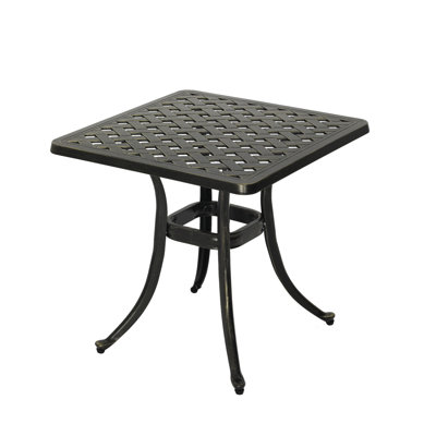 Sophisticated Cast Aluminum Outdoor Side Table by Astoria Grand