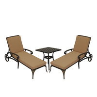Outdoor Metal Chaise Lounge Set with Coffee Table (Set of 2)
