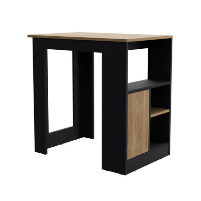 Masset Kitchen Island with Side Shelves and Push to open Cabinet, Macadamia by Latitude Run