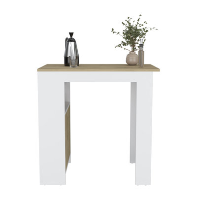Masset Kitchen Island with Side Shelves and Push to open Cabinet, Macadamia by Latitude Run