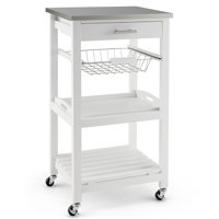 Maniteau Compact Kitchen Island Cart Rolling Service Trolley Withstainless Steel Top Basket by Latitude Run