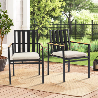 Holice Stacking Patio Dining Armchair with Cushion by Latitude Run