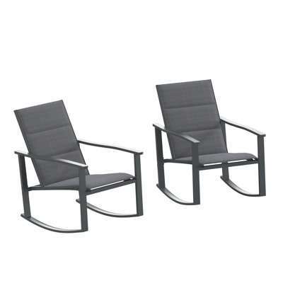 Kirkville Modern Outdoor Rocking Chairs with Flex Comfort Material and Rust Resistant Steel Frame
