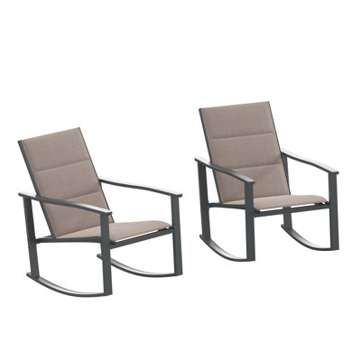 Kirkville Modern Outdoor Rocking Chairs with Flex Comfort Material and Rust Resistant Steel Frame by Latitude Run