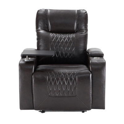 Power Motion Recliner With Usb Charging Port And Hidden Arm Storage 2 Convenient Cup Holders Design And 360° Swivel Tray Table,brown (old Sku: Sg00063 by Hokku Designs