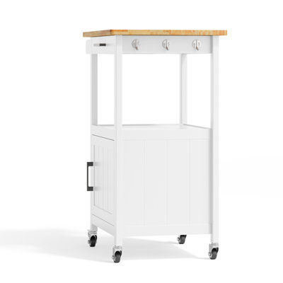 Bushore Solid Wood Top Kitchen Island Cart with Wheels &1-Drawer by Ebern Designs