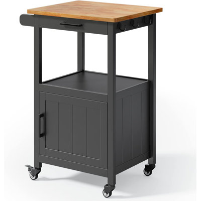 Bushore Solid Wood Top Kitchen Island Cart with Wheels &1-Drawer by Ebern Designs
