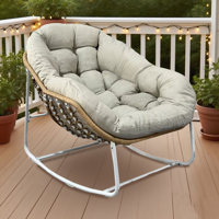 Outdoor Ladena Rocking Rattan Chair with Cushions by Corrigan Studio