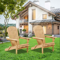 Classic Folding Adirondack Chair Wood Adirondack Chairs Outdoor Adirondack Chair (Set of 2) by Dovecove
