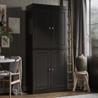 Bryani Palace Imports 100% Solid Wood Pantry Cabinet, Raised Panel Doors, 2 Drawers, Adjustable Shelves, 32" Wide, 71.5" Tall by Hokku Designs
