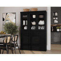 Bryann Palace Imports 100% Solid Wood Pantry China Cabinet, Raised Panel & Clear Glass Doors, 2 Drawers, Adjustable Shelves, 48.5" Wide, 71.5" Tall by Hokku Designs