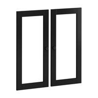 Bryanty 100% Solid Wood Modular Pantry Cabinet Clear Glass Double Door Kit