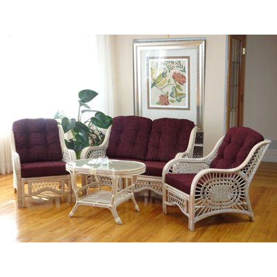 Jamesville 4 - Piece Living Room Set, Natural Rattan by Bay Isle Home