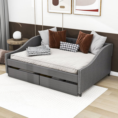 Full Size Upholstered Daybed with Two Drawers by Wildon Home