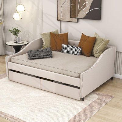 Full Size Upholstered Daybed with Two Drawers by Wildon Home