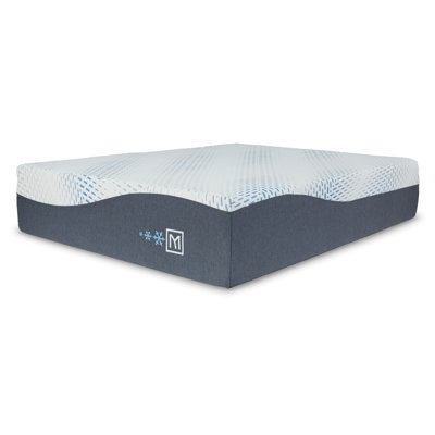 14 Inch Queen Gel Memory Foam Mattress, Stretch Knit Cover, White, Gray by Alwyn Home